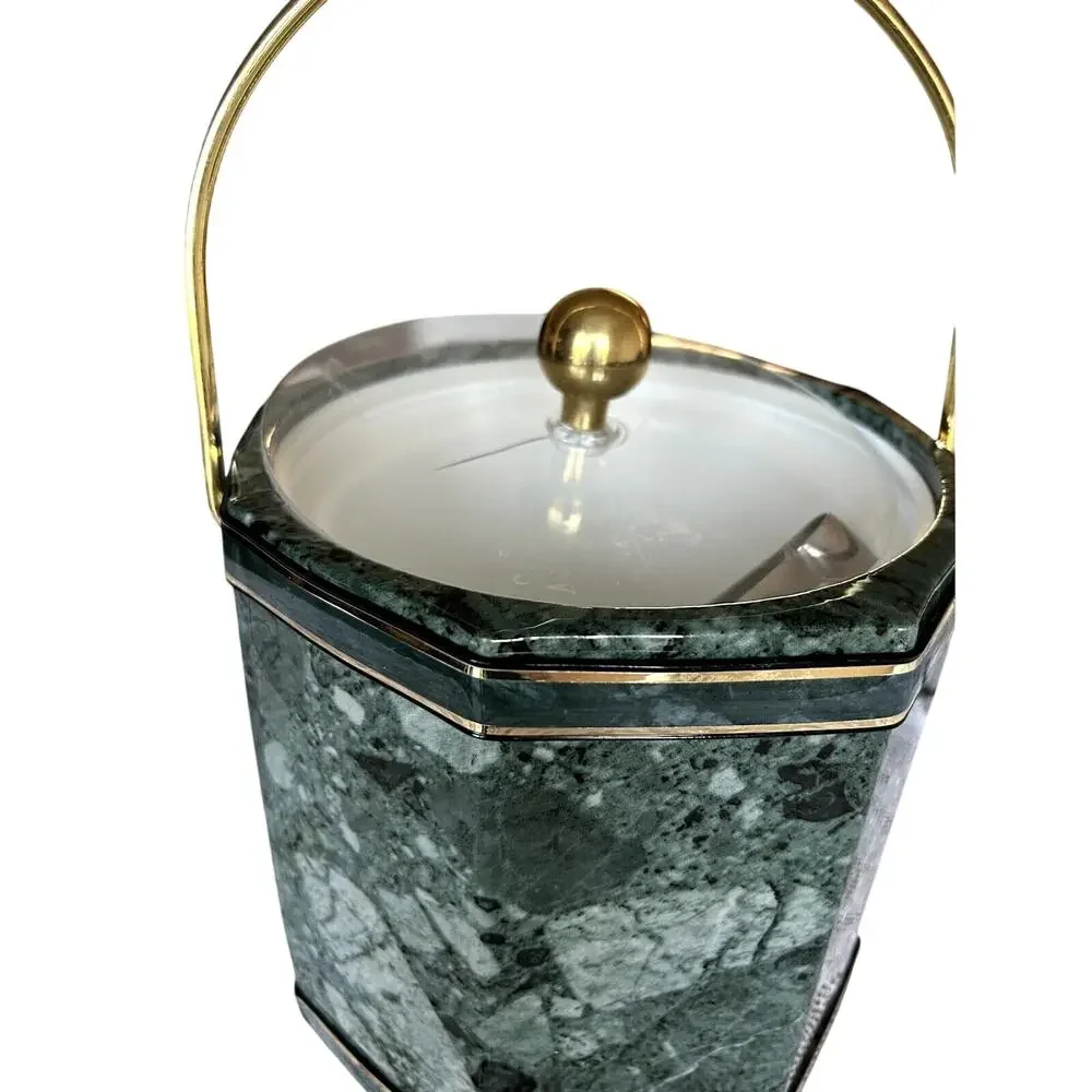 Vintage Kraftware Ice Bucket with Brass Topper and Handle